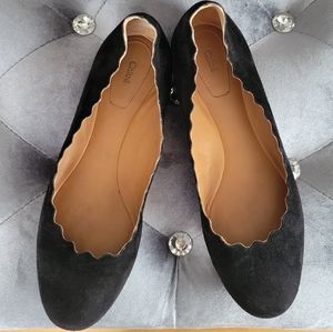 Chloe Lauren Ballet Flats (Celebrity Style) Size 38.5 Black Suede